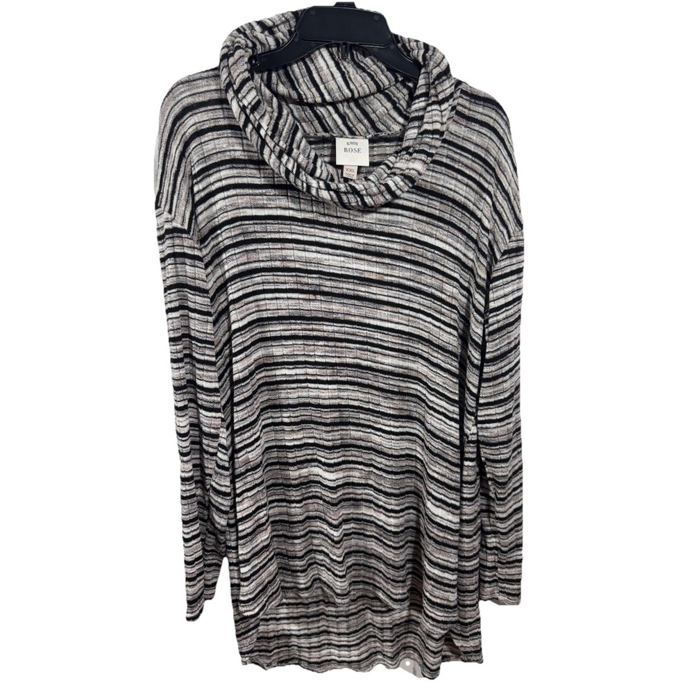 Knox Rose Black Bronze White Striped Women's Top‎ XXL
